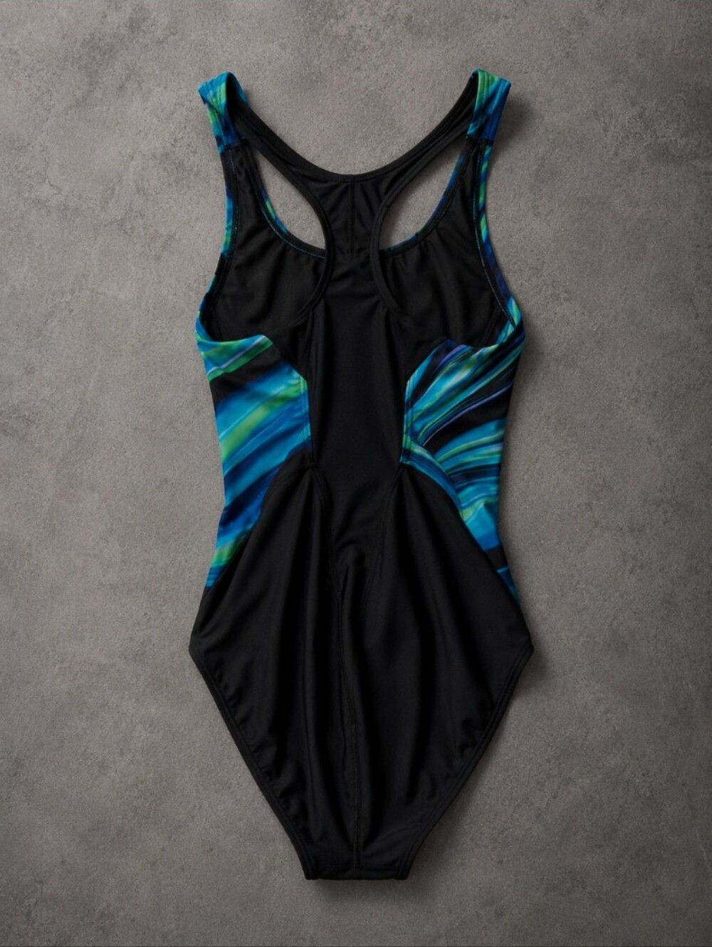 TYR One Piece Swimsuit Blue Green Abstract Racerback Athletic Swimwear Women's - Picture 2 of 7